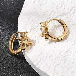 Pendientes de aro con estrella de acero inoxidable 304 y rhinestone&nbsp;EJEW-P344-07G