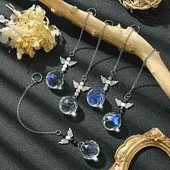 Стеклянные круглые подвесные украшения HJEW-JM01233