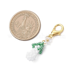 3d подвеска из стеклянных бусин в форме баклажана&nbsp;HJEW-MZ00370-04