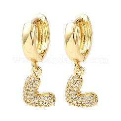 Серьги-кольца в форме сердца с микропаве из прозрачных кубических цирконий из латуни&nbsp;EJEW-K267-13G