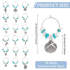 18 шт. 18 стиля подвески для бокалов из хирургической нержавеющей стали 316 AJEW-FG00002