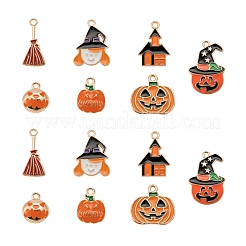 56 Uds. 7 colgantes de esmalte de aleación con tema de halloween dorado claro de estilo&nbsp;ENAM-LS0001-59