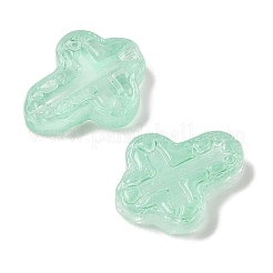 透明スプレーペイントガラスビーズ  クロス  アクアマリン  14.5x11.5x3.5mm  穴：1mm&nbsp;GLAA-Z011-04E