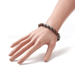 Браслет из бусин из натурального дерева и драгоценных камней для мужчин и женщин BJEW-JB09295