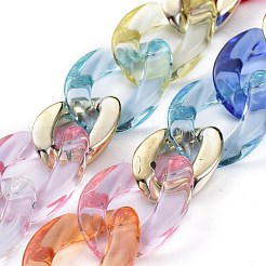 Personalisierte Regenbogen ccb Kunststoff & Acryl Bordsteinkette Ketten&nbsp;NJEW-JN02878
