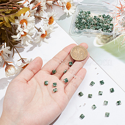 1 нить квадратные бусины из натуральной зеленой яшмы с точками G-NB0005-60