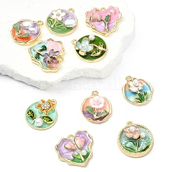 10 шт. 10 стиля подвески из сплава с покрытием из стразов и эмали&nbsp;ENAM-YW0008-30