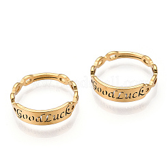 Ионное покрытие (ip) 304 нержавеющая сталь слово удачи регулируемое кольцо для женщин&nbsp;RJEW-T027-13G