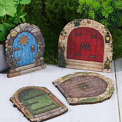 4 pieza de 4 estilos de decoraciones de exhibición de puerta de boj&nbsp;DJEW-GF0001-69
