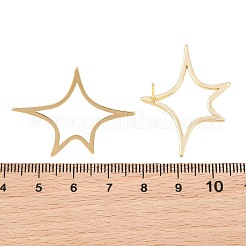 女性のための真鍮のスタッドピアス  中空スター  18KGP本金メッキ  25.5x35.5mm&nbsp;KK-CBA866A-06G