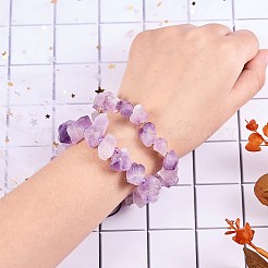 2 個 2 スタイル合成アメジスト チップ編組ビーズ ブレスレット セット不規則なナゲット チャーム  女性のためのアクセサリー用原石のヨガジュエリー  パープル  2インチ（5~5.1cm）  1個/スタイル&nbsp;JX166A
