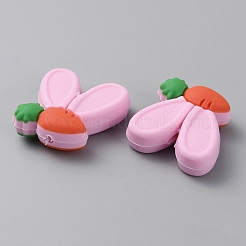 Oreilles de lapin avec perles focales en silicone écologique de qualité alimentaire de carotte&nbsp;SIL-SZC0003-05I