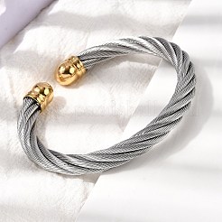 Браслеты-манжеты из нержавеющей стали 304 BJEW-P310-26B-GP