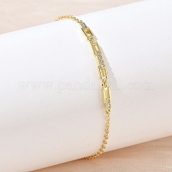 Bracelets à maillons rectangulaires en laiton micro pavé et zircone cubique transparente&nbsp;KK-CBA6980-15G