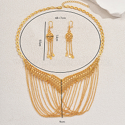 Винтажный сплав полые многослойные серьги-кисточки и ожерелья комплект для банкетной невесты LS7583