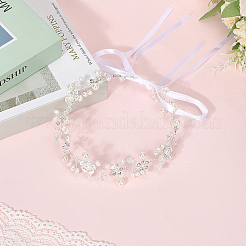 Полиэстер с пластиковым жемчугом и акриловым цветком ободок для невесты свадебная фата аксессуары для волос OHAR-WH20010-04S
