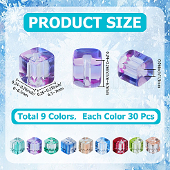 270 Stück 9 Farben Backfarbe transparente Glasperlen&nbsp;DGLA-SC0001-03