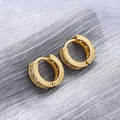 Серьги из латуни с микропаве и кубическим цирконием EJEW-R025-15G