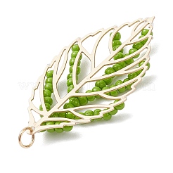 Подвески из стеклянных бусин ручной работы в форме листьев&nbsp;PALLOY-MZ00935-01