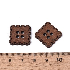 Quadratische Holzknöpfe mit einem Loch&nbsp;BUTT-Q046-10B