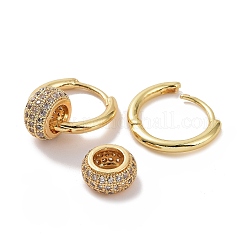 Плоские круглые серьги-кольца с кубическим цирконием из бисера EJEW-P225-04G-02