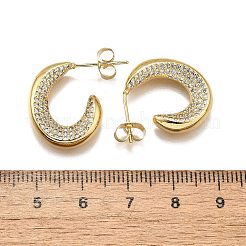 Женские серьги-гвоздики из латуни с микропаве и прозрачным кубическим цирконием&nbsp;EJEW-U056-04B-G