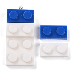 樹脂チャーム  プラチナ鉄ループ付き  おもちゃのレンガ  藤紫色  36x15.5x8mm  穴：2.6mm&nbsp;RESI-E017-C06