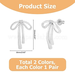 2 пара сережек-гвоздиков из латуни 2 цветов с прозрачным фианитом для женщин&nbsp;EJEW-HS0001-01