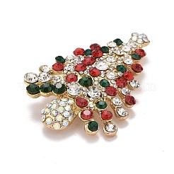 Разноцветная брошь из страз в виде елки&nbsp;LS-JEWB-A004-10G