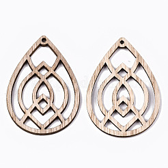 Необработанные полые деревянные большие подвески&nbsp;WOOD-N006-112