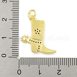 Colgantes de circonita cúbica transparente micro pavé de latón chapado en estante para botas de vaquero&nbsp;X-KK-Z053-05G