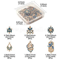 36pcs 6 styles breloques de connecteur en alliage d'émail&nbsp;FIND-FS0004-46C
