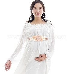 Шифоновый пояс-цепочка с цветком и стразами из сплава&nbsp;AJEW-WH0248-43