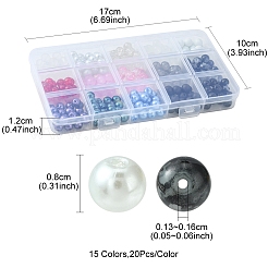 300шт 15 вида стеклянных бусин GLAA-FS0001-46