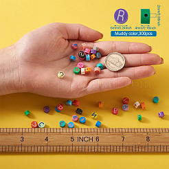 Ручной полимерной глины плоские круглые с большой буквы бисера CLAY-CW0001-01