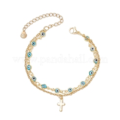 Многослойные браслеты ручной работы с элементами лэмпворка от сглаза BJEW-JB12213-02