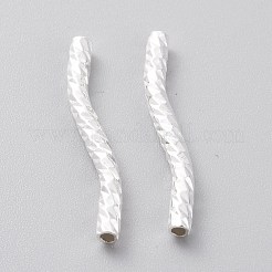 真鍮製チューブビーズ  長持ちメッキ  カーブビーズ  925銀メッキ  20x2mm  穴：1mm&nbsp;KK-Y003-84B-S