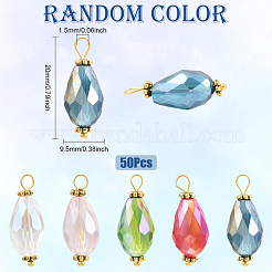 50 шт. подвески из гальванического стекла с граненым узором&nbsp;FIND-SP0004-74