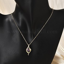 Латунный микропаве кубический цирконий кулон ожерелья для женщин NJEW-S448-03G