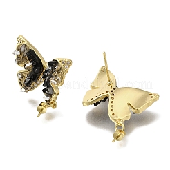 Фурнитура для сережек-гвоздиков из латуни с микропаве из прозрачного кубического циркония и кварца KK-K388-16G