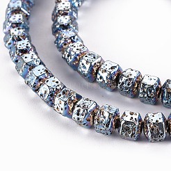 Fili di perle di roccia lavica naturale elettrodeposta&nbsp;G-T114-72C