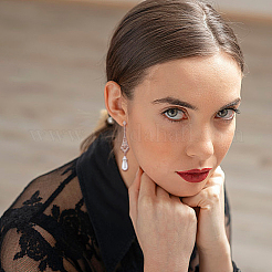 2 пара двухцветных пластиковых жемчужных сережек-гвоздиков со стразами&nbsp;EJEW-AN0004-19