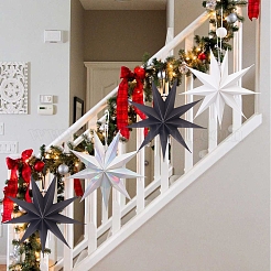 6 шт. 3-х цветная бумажная подвеска в виде звезды&nbsp;HJEW-GF0001-66B