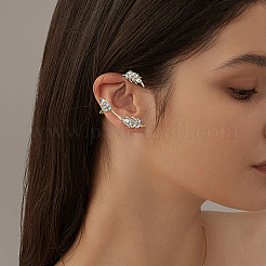 4 шт. 4 стиля серьги-каффы из сплава листьев со стразами EJEW-GO0002-29