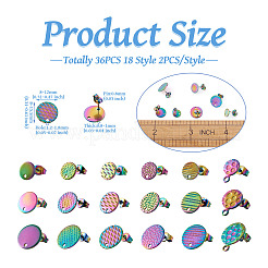 36 pieza de 18 estilos de accesorios para pendientes de acero inoxidable 304&nbsp;STAS-TA0004-77