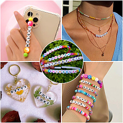 500 шт. Акриловые бусины с горизонтальным отверстием и буквами&nbsp;OACR-YS0001-03O