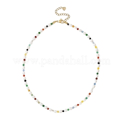 Ожерелья из бусин рисового цвета с натуральным агатом и натуральным культивированным пресноводным жемчугом диаметром 3 мм NJEW-JN05691