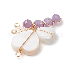 Бусины из натуральных драгоценных камней с бусинами из натуральных пресноводных ракушек и подвесками из экологически чистой медной проволоки&nbsp;PALLOY-TA00234