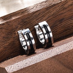 Orecchini a cerchio in acciaio inossidabile 304 con smalto&nbsp;EJEW-M001-21A-P