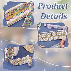 Кружевная лента с радужными пайетками из полиэстера DIY-WH0632-66A